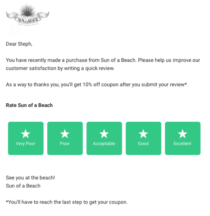 Asking for a review in email example